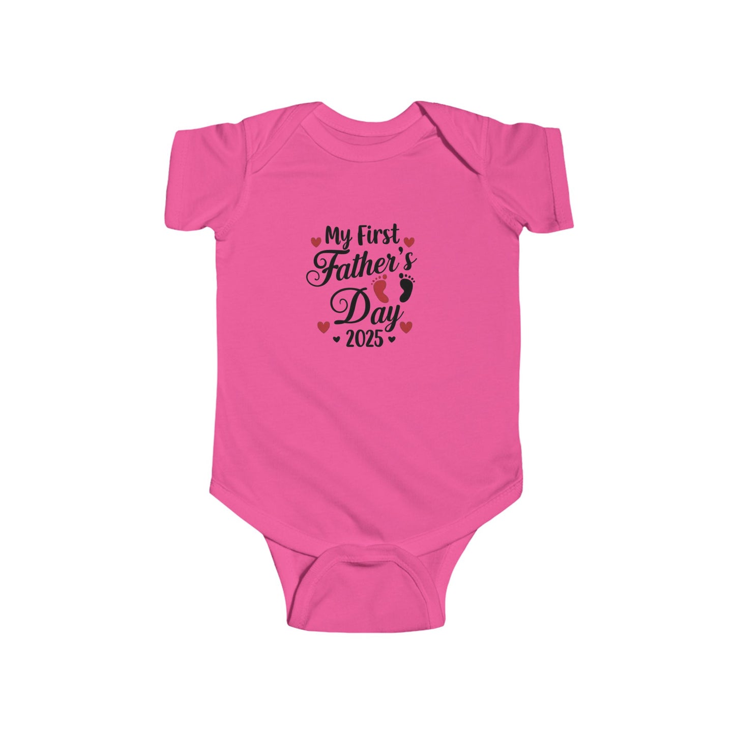 Hot Pink Baby Onesie with My First Fathers Day Text