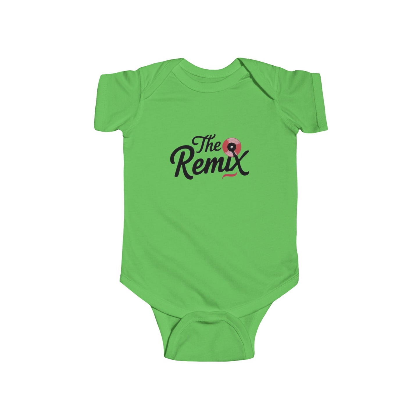 Bright Green Baby Onesie with The Remix Vinyl Design