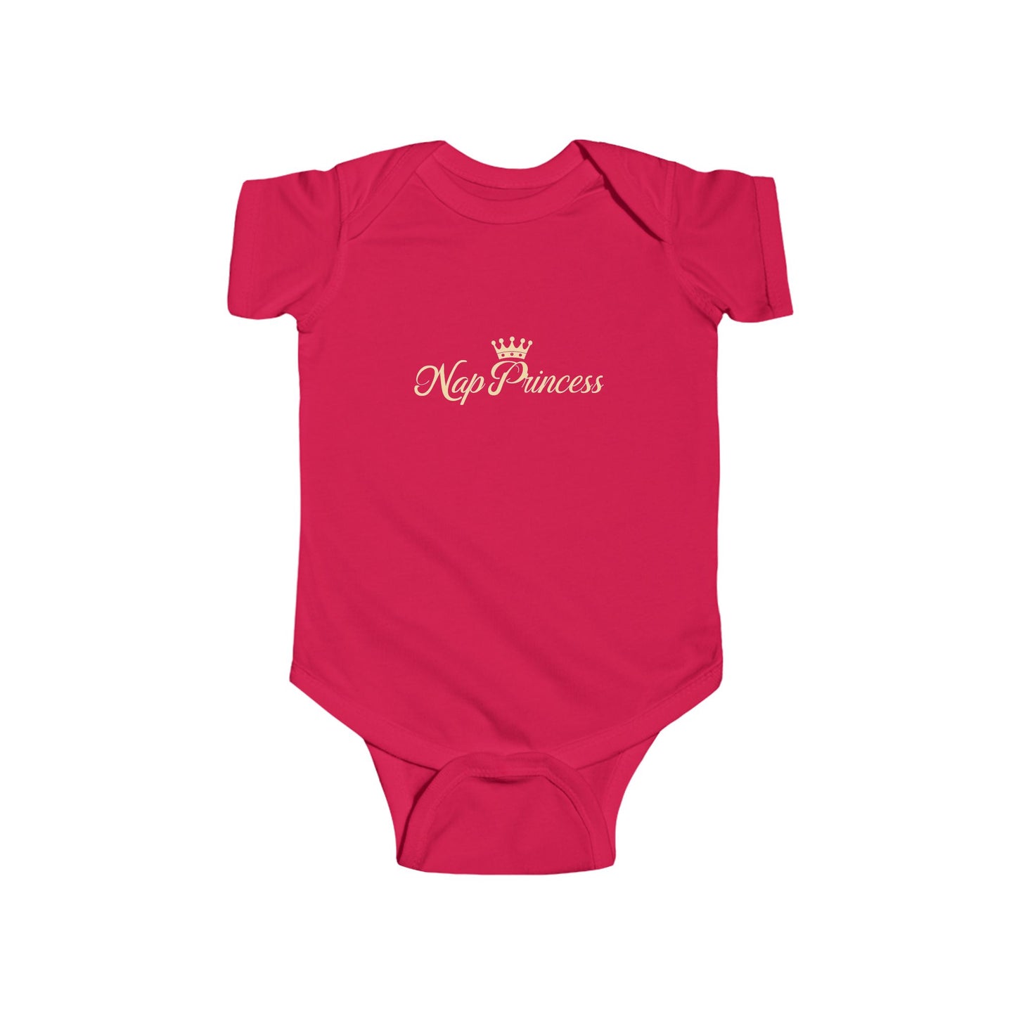 Red Baby Nap Princess Onesie with Gold Lettering and Crown