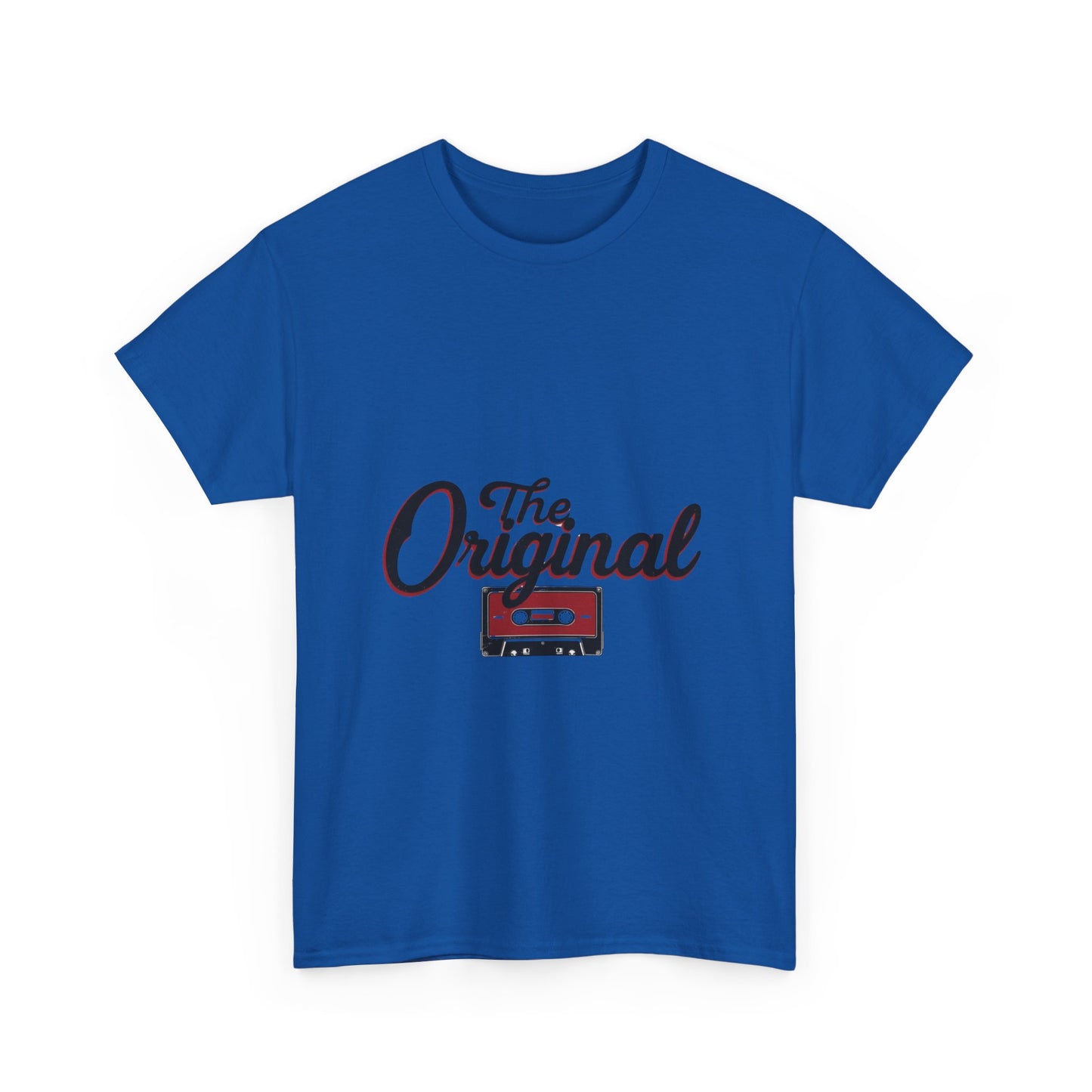 Blue Tshirt with text that says The Original with a retro cassette