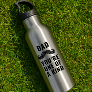 Dad you are one of a kind stainless steel water bottle with moustache on grass